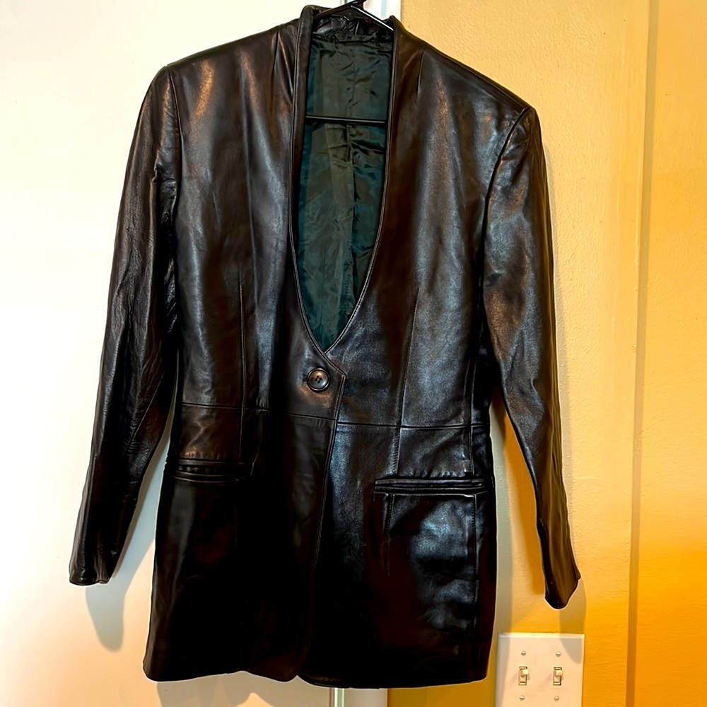 Black glove leather coat vest style made in Italy 🇮🇹 Gianfranco Ferrer for BG
